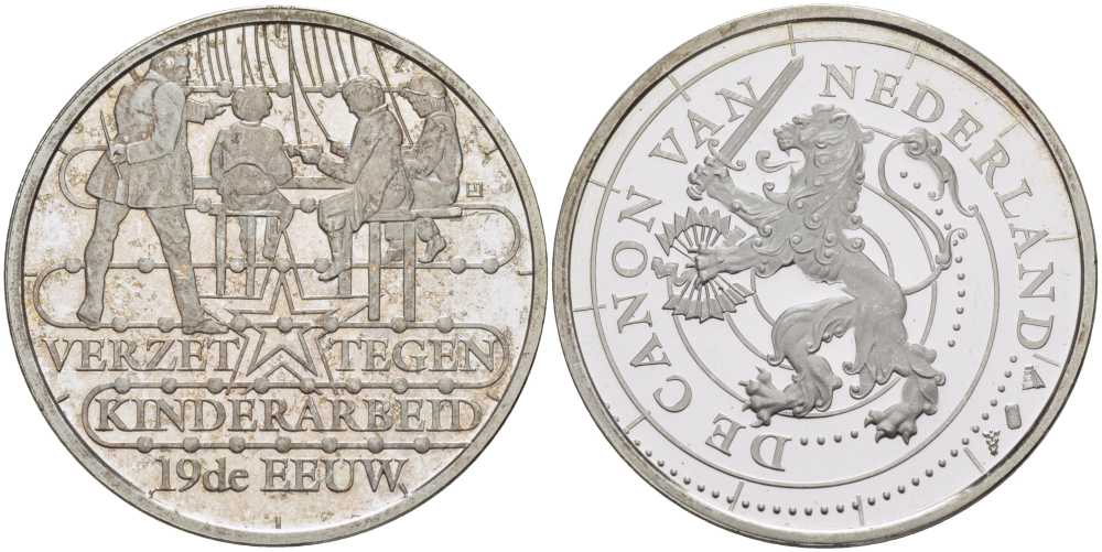 НИДЕРЛАНДЫ МЕДАЛЬ СЕРИИ ИСТОРИЯ НИДЕРЛАНДОВ, ОТМЕНА ДЕТСКОГО ТРУДА В 19 ВЕКЕ, ДИАМЕТР 30 ММ., ВЕС 9,43 ГР. медно-никель 1076-6-33