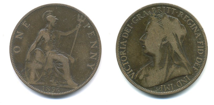 Великобритания 1 пенни 1896 Виктория (1837-1901) KM 790, Spink 3961 бронза 3999-312