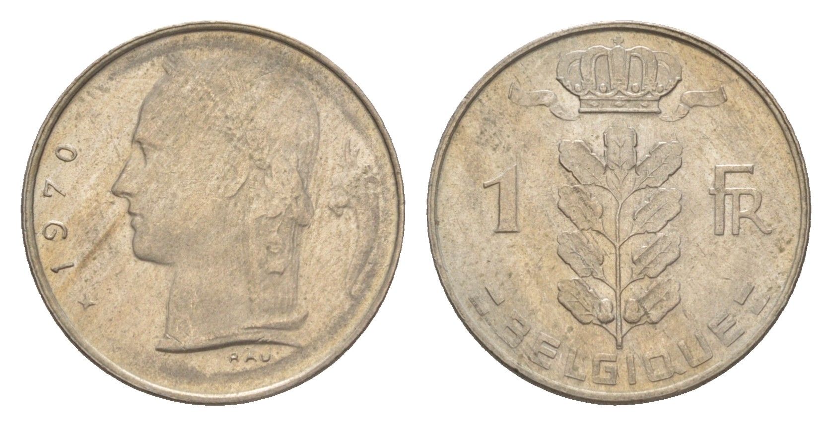 Бельгия 1 франк 1970 Belgique, Бодуэн I (1951-1993) KM 142 медно-никель 4173-1127