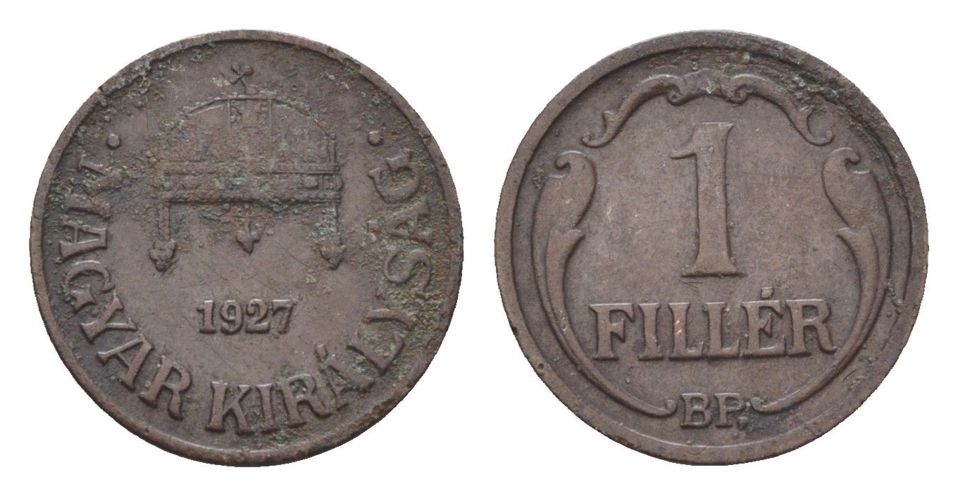 Венгрия 1 филлер 1927 BP KM 505 бронза 4665-353