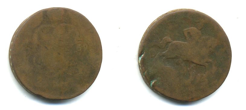 РОССИЯ 1 КОПЕЙКА 1759 медь 61-451