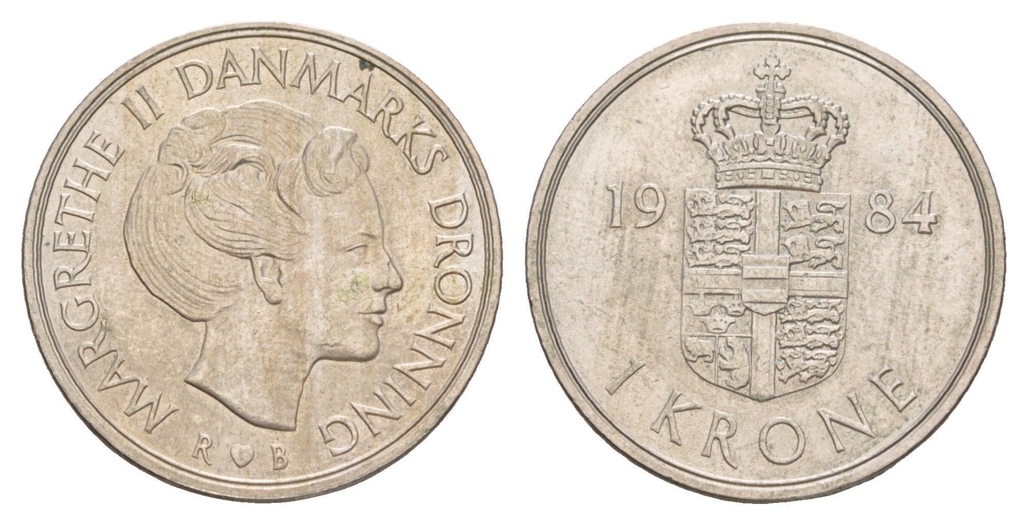 Дания 1 крона 1984 Маргрете II (1972-2024) KM 862 медно-никель 4654-343