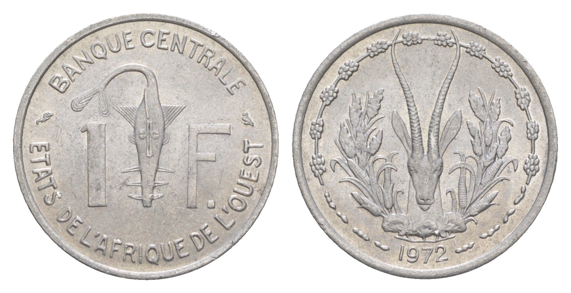 Западная Африка (BCEAO) 1 франк 1972 Центральный банк государств Западной Африки KM 3.1 алюминий aUNC 4642-222