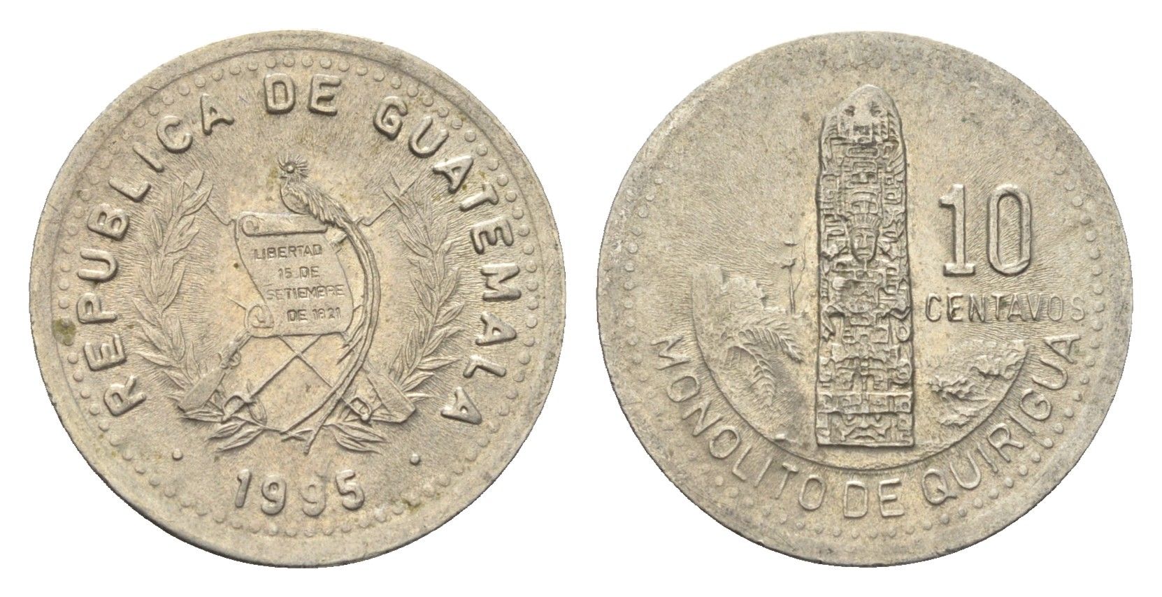 Гватемала 10 сентаво 1995 KM 277 медно-никель 4664-723