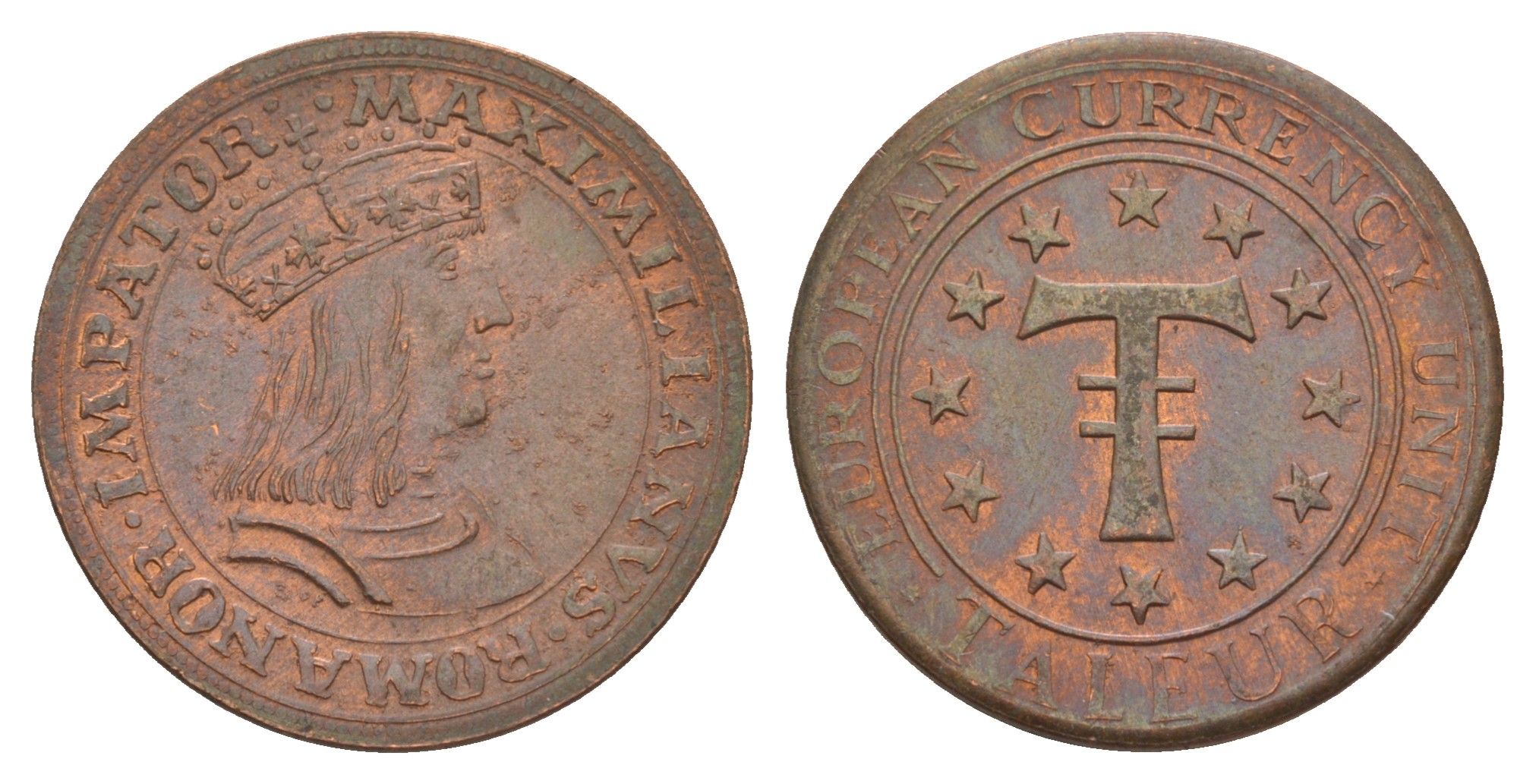 Австрия фентезийная монета в единую европейская денежной единицe 1 талер диаметр 25 мм, вес 6,5 гр бронза 4656-437