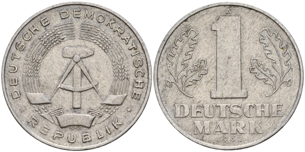 ГДР 1 марка 1962 A KM 13 алюминий 181-213