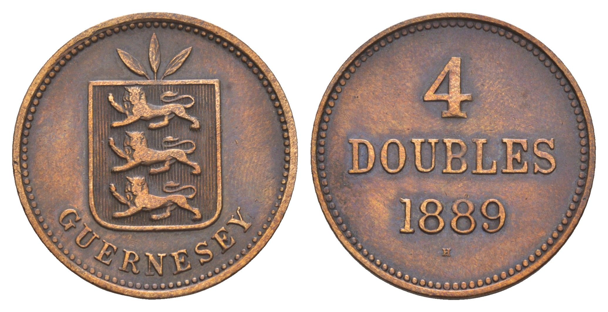 Гернси 4 дубля (дабла) 1889 KM 5 бронза 00-00