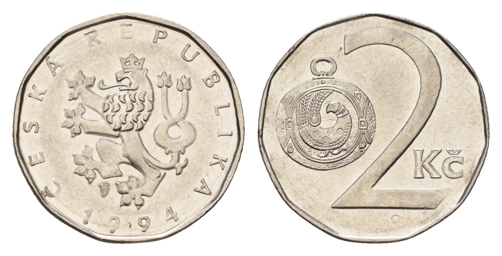 Чехия 2 кроны 1994 KM 9 сталь плакированная никелем 192-862