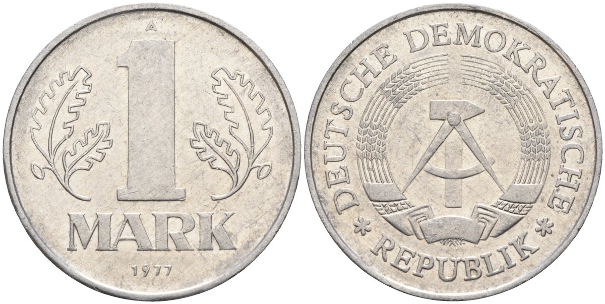 ГДР 1 марка 1977 A KM 35.2 алюминий 4143-825