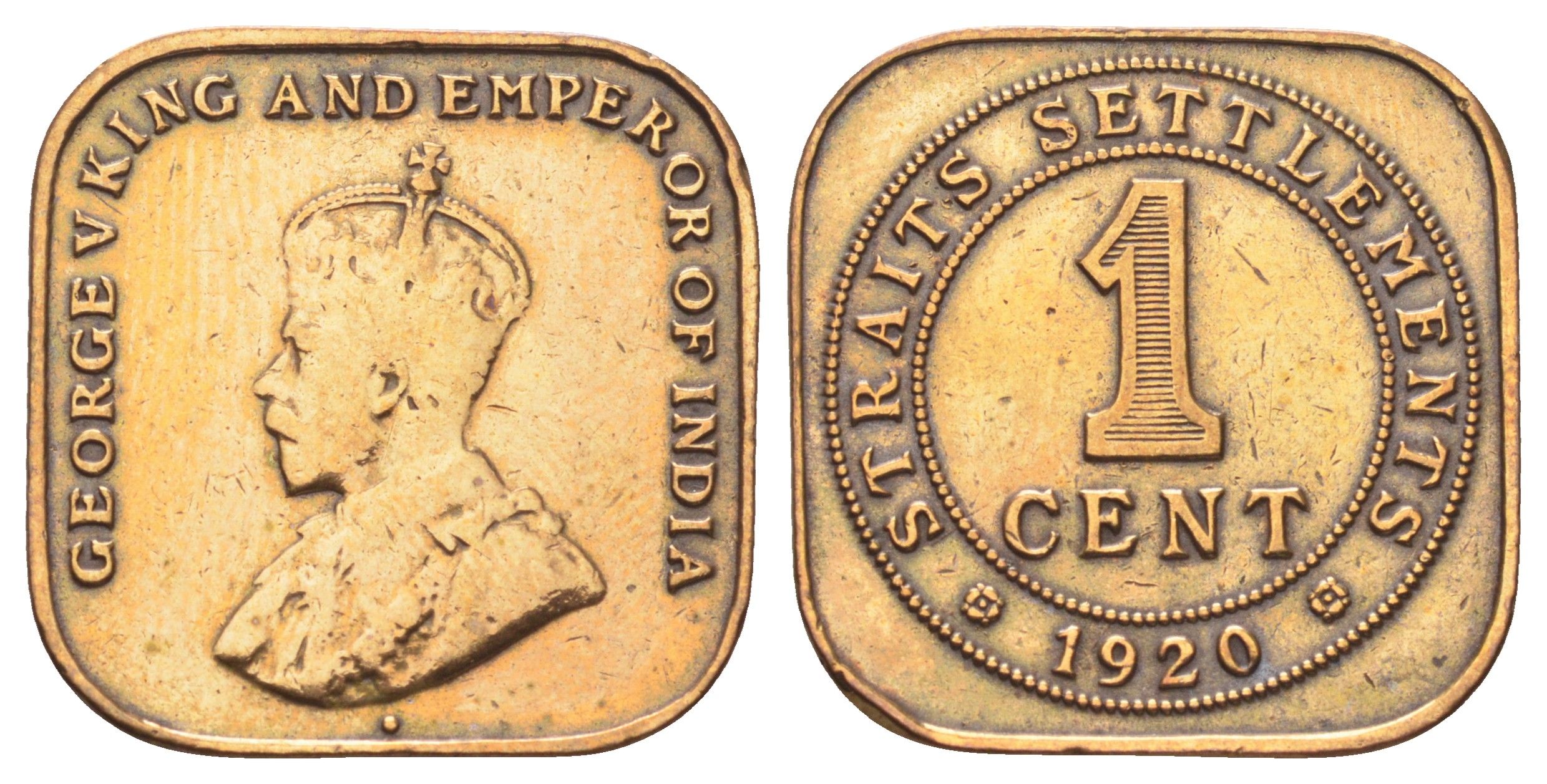 Стрейтс-Сетлментс (Стрейтс Сетлментс) 1 цент 1920 Георг V (1910-1936) KM 32 бронза 4697-1238