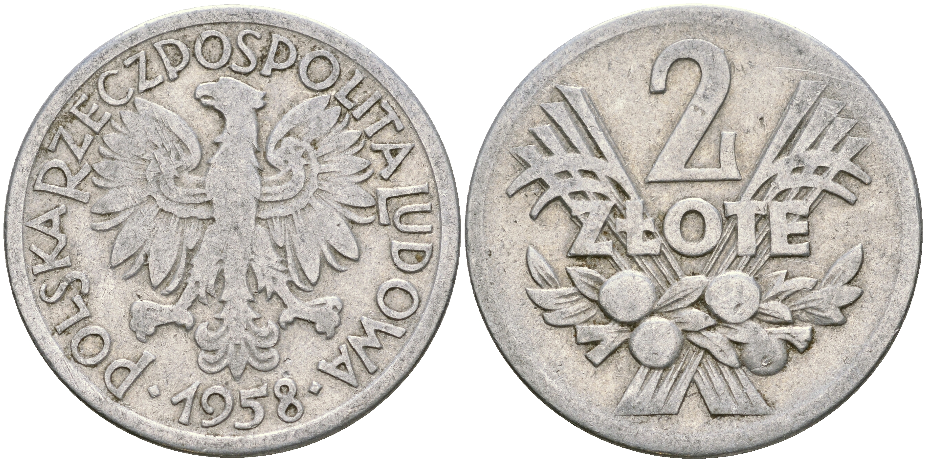 Польша 2 злотых 1958 MW KM 46, Parchimowicz 216a алюминий 4364-1717