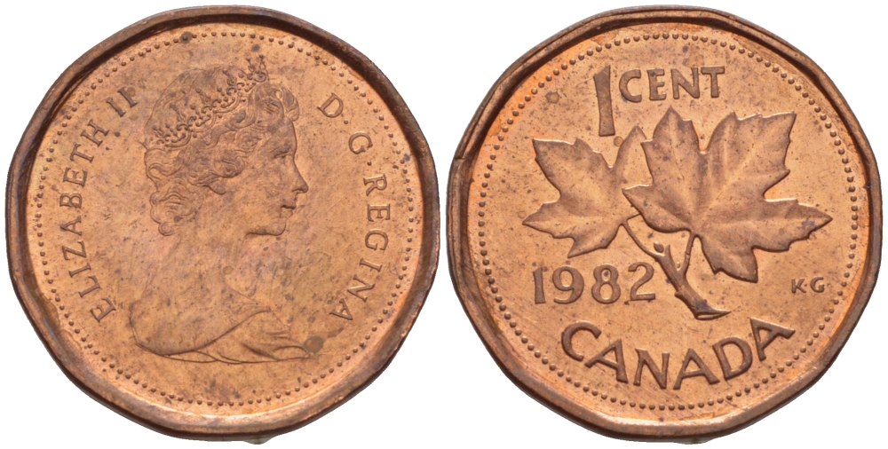 Канада 1 цент 1982 Елизавета II (1952-2022), кленовый лист KM 132 бронза 57-1264