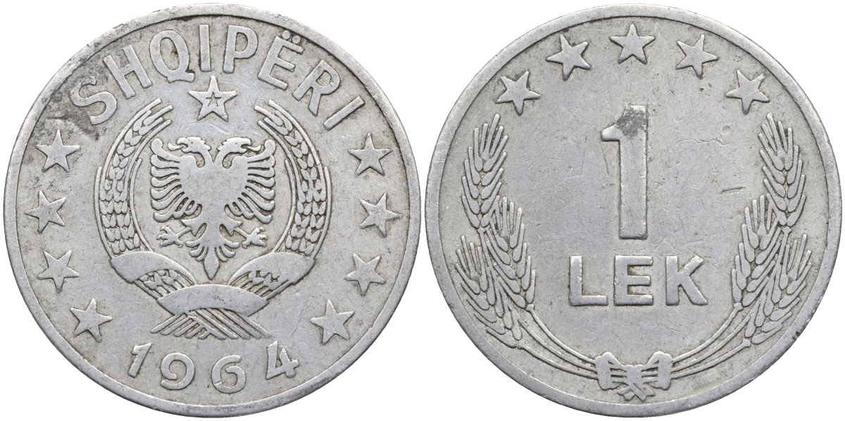 Албания 1 лек 1964 KM 43 алюминий 4175-527