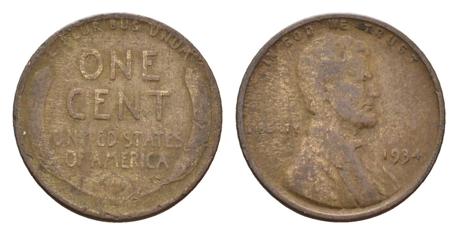 США 1 цент 1934 Авраам Линкольн KM 132 бронза 4674-453