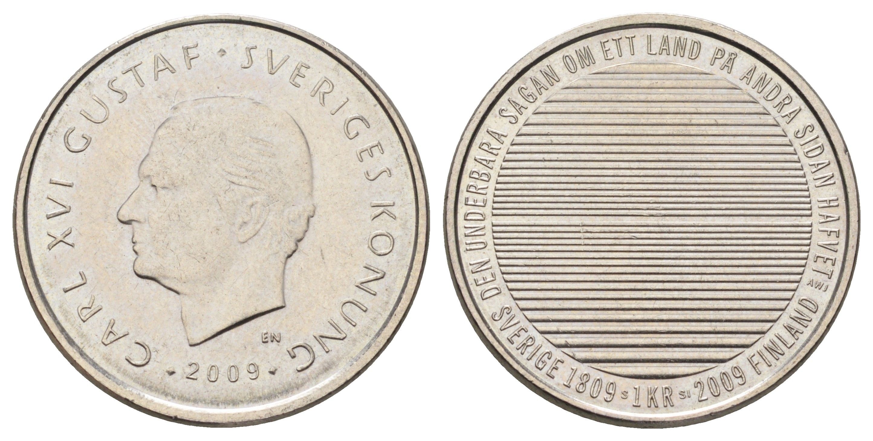 Швеция 1 крона 2009 Карл XVI Густав (1973-) KM 894 медно-никель 4671-446