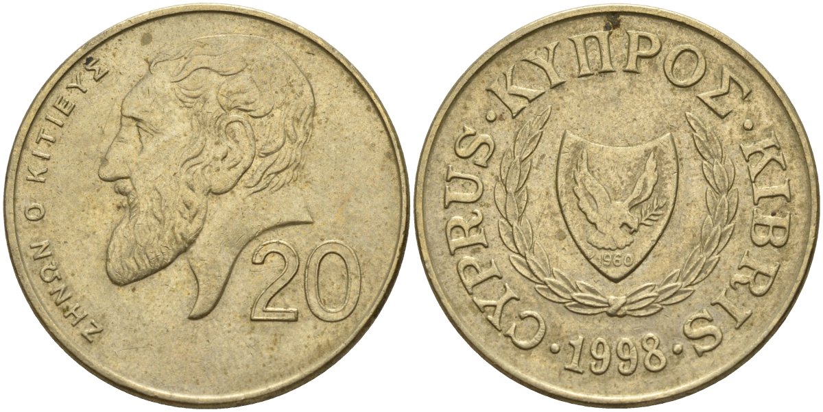 Кипр 20 центов 1998 KM 62.2 никель латунь 4140-845