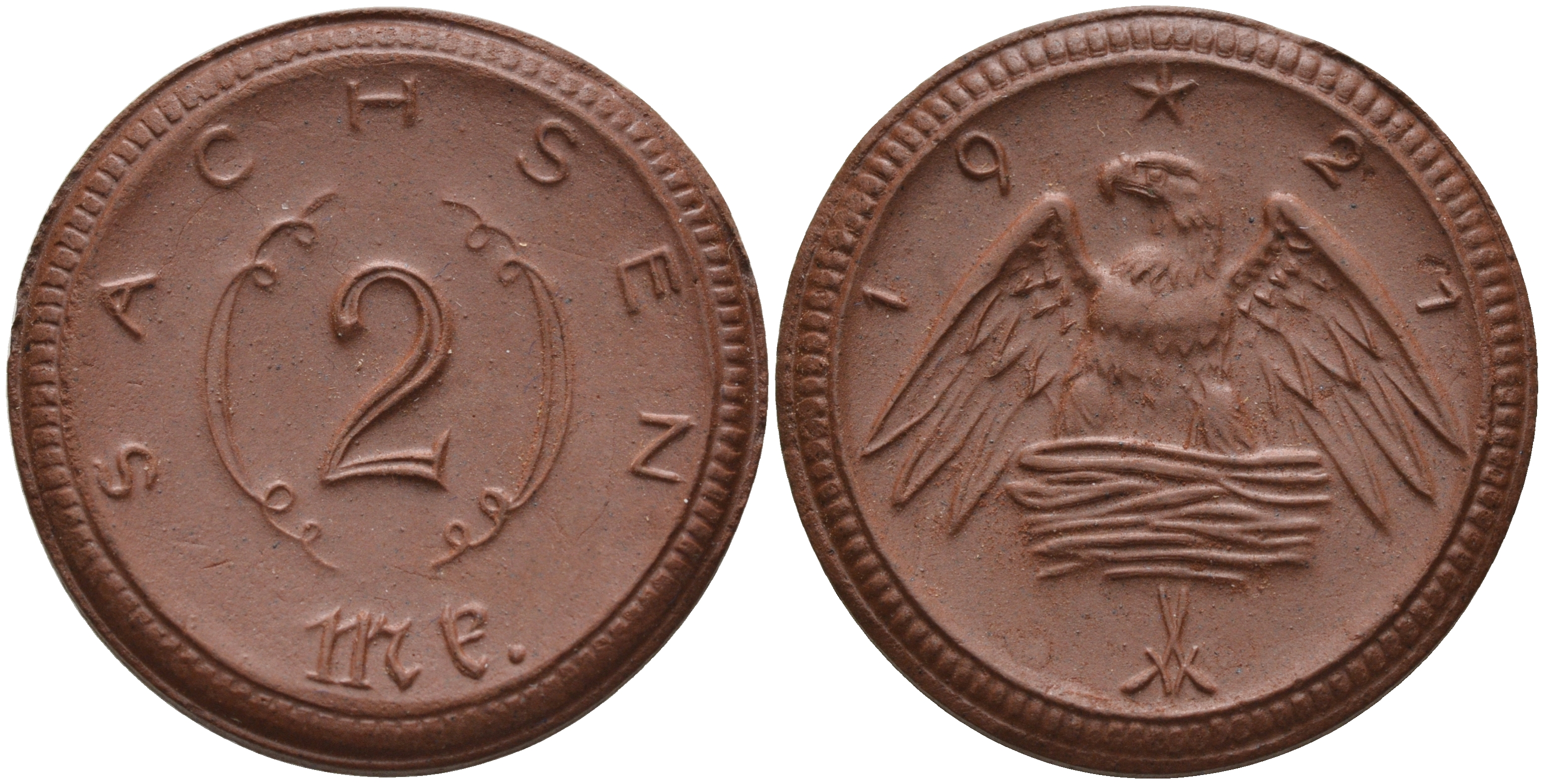 Саксония 2 марки 1921 J. N 56 фарфор 1094-1-41