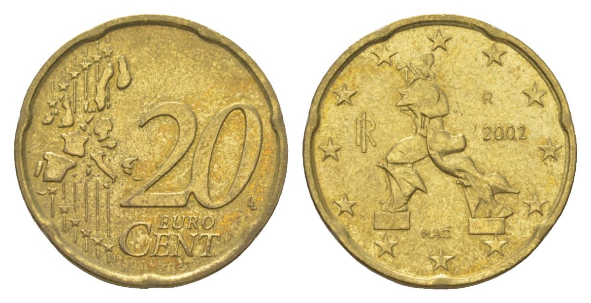 Италия 20 евроцентов 2002 KM 214 нордик 4629-321