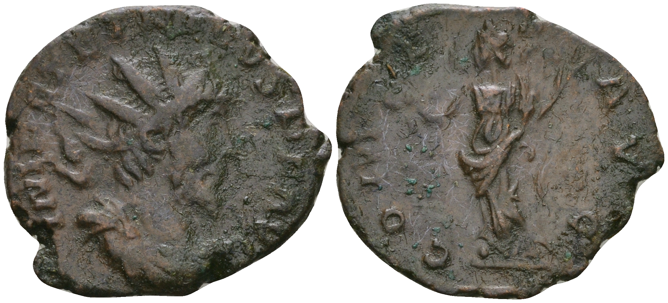 Римская Империя, императоры в Галлии антониниан 271 - 274 Тетрик, IMP C TETRICVS P F AVG, бюст императора / COMES AVG, Виктория, Колония Агриппины (Кельн) RIC 56 биллон 1073-20-22