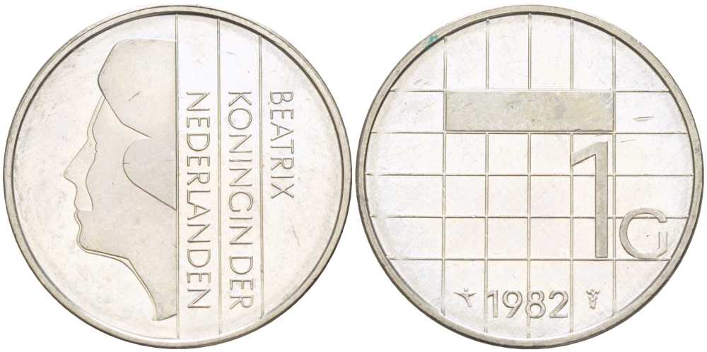 Нидерланды 1 гульден 1982 Беатрикс (1980-2013) KM 205 никель 213-1255