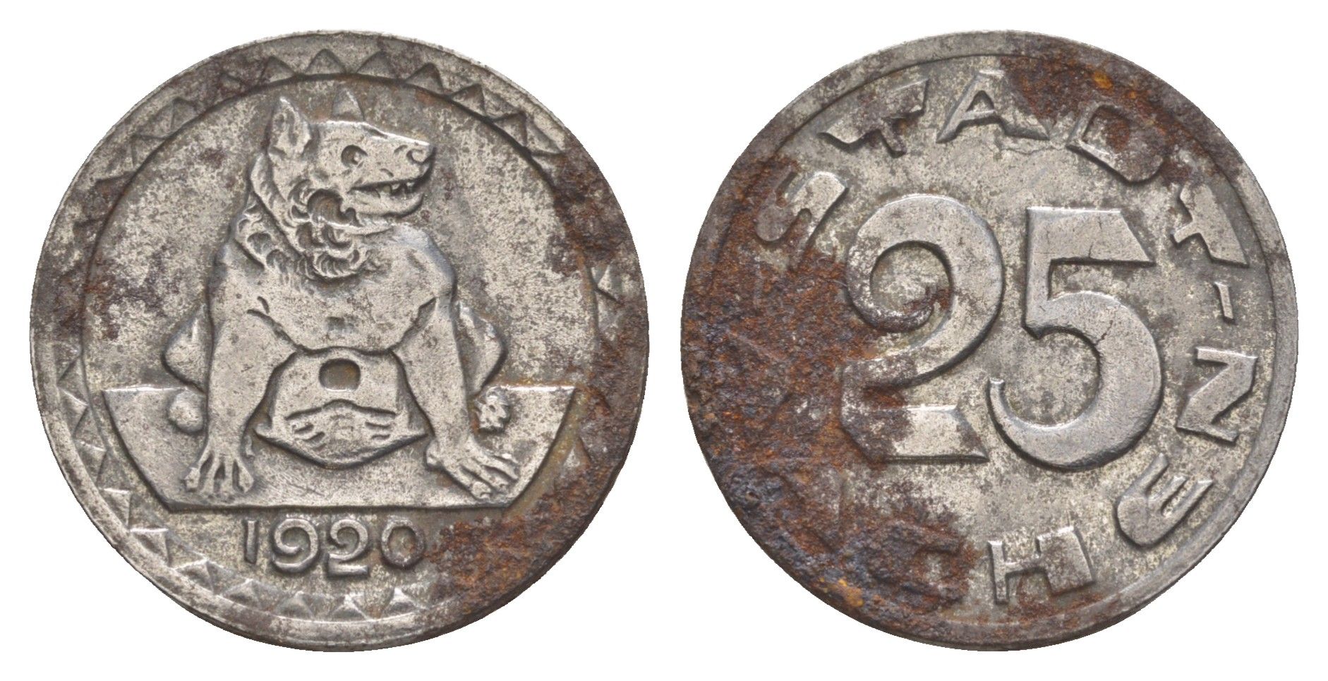 Ахен 25 пфеннигов 1920 Funck 1.8 железо 4167-536