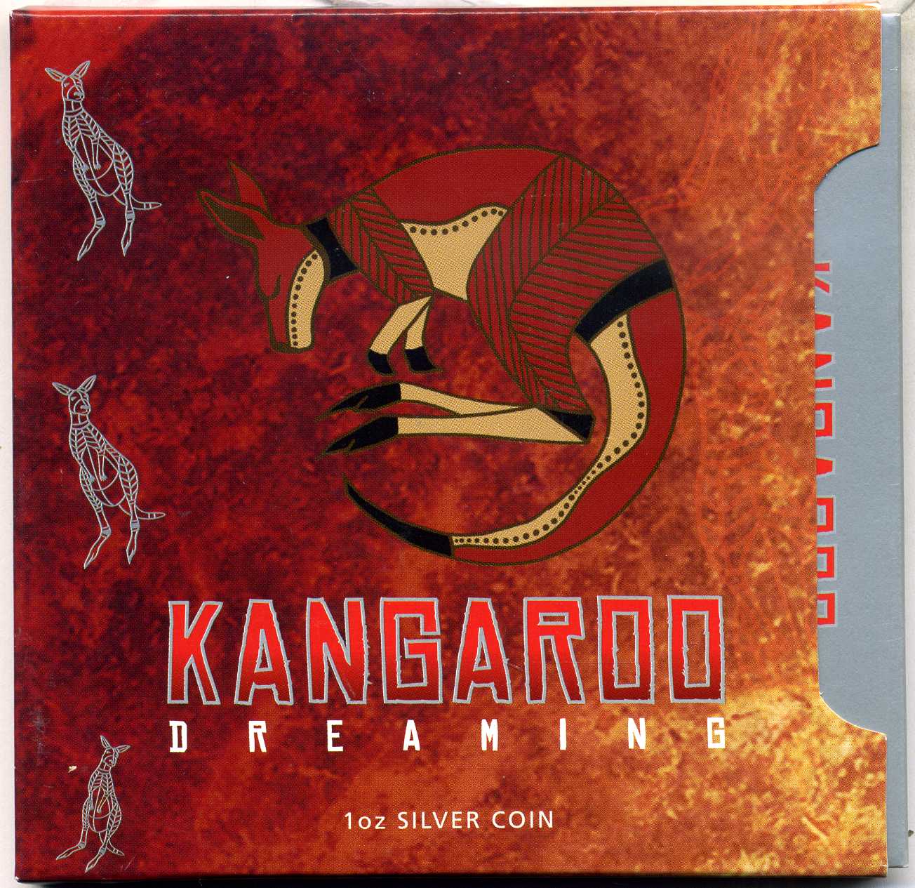 Австралия 1 доллар 2008 кенгуру, аборигенский рисунок, прямоугольник, оригинальная упаковка серебро PROOF 7-5-6-38