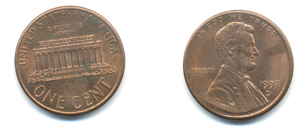 США 1 ЦЕНТ 1997 D ЛИНКОЛЬН KM 201b цинк плакированный медью 179-463