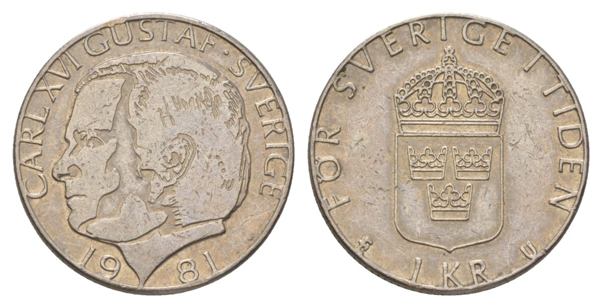 Швеция 1 крона 1981 Карл XVI Густав (1973-) KM 852 медь плакированная медно-никелем 4628-847