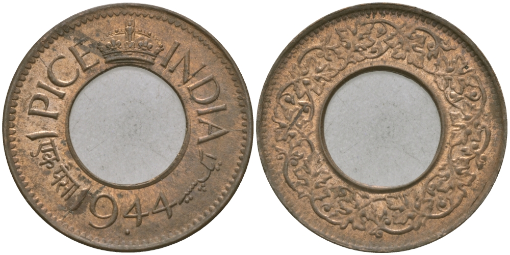 Британская Индия 1 пайс 1944 Георг VI (1936-1952) KM 533 бронза 33-1111