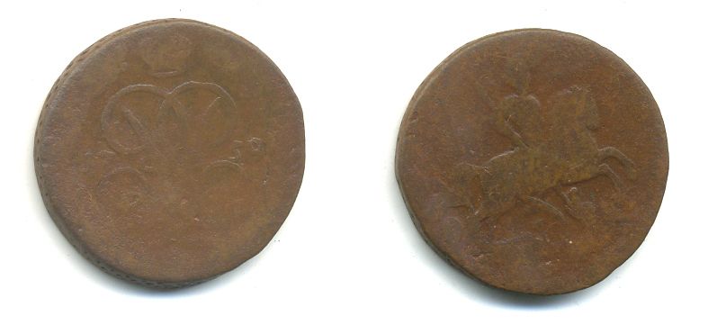 РОССИЯ 1 КОПЕЙКА 1759 медь 61-313