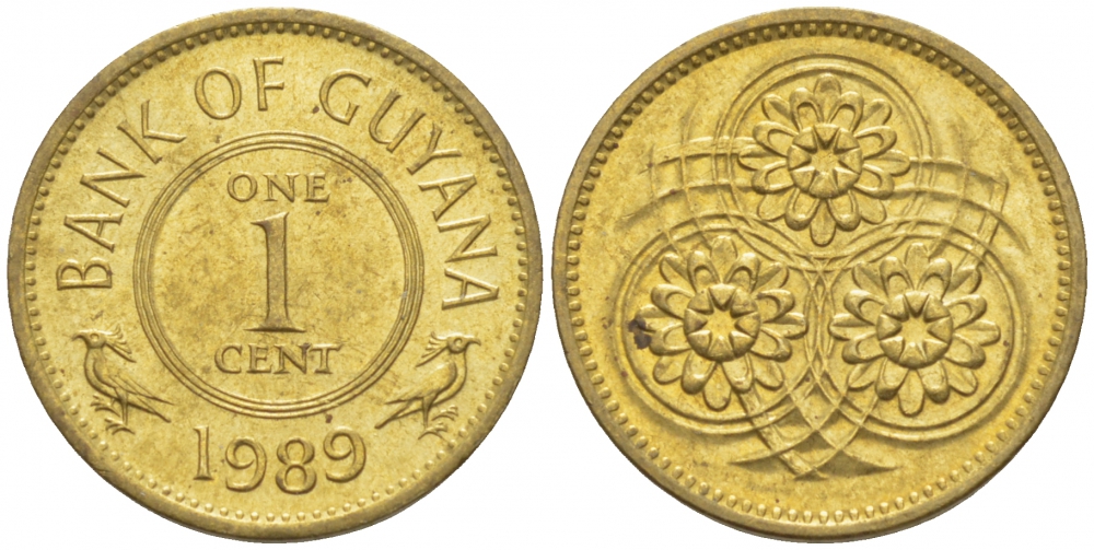 Гайана 1 цент 1967 Республика KM 31 никель латунь 3309-619