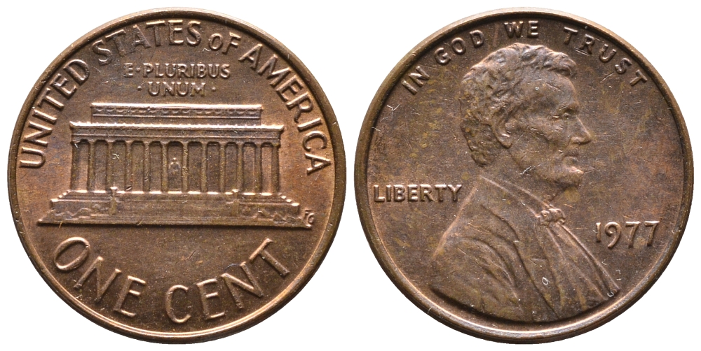США 1 ЦЕНТ 1977 ЛИНКОЛЬН KM 201 медь цинк 4364-913