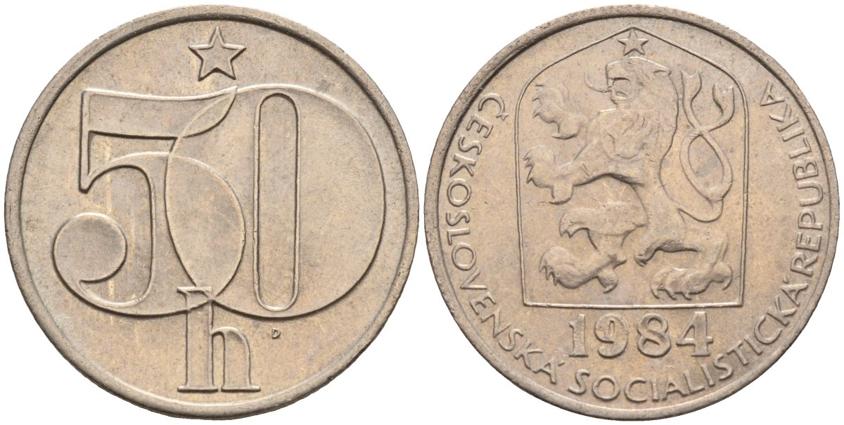 Чехословакия 50 геллеров 1984 KM 89 медно-никель 4152-961