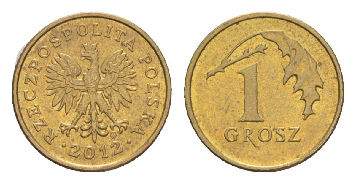 Польша 1 грош 2012 Y 276 марганец латунь UNC 4627-1241