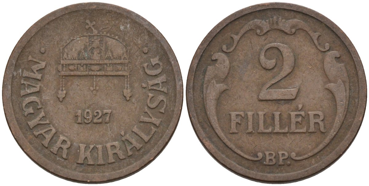 Венгрия 2 филлера 1927 BP KM 506 бронза 4115-1064