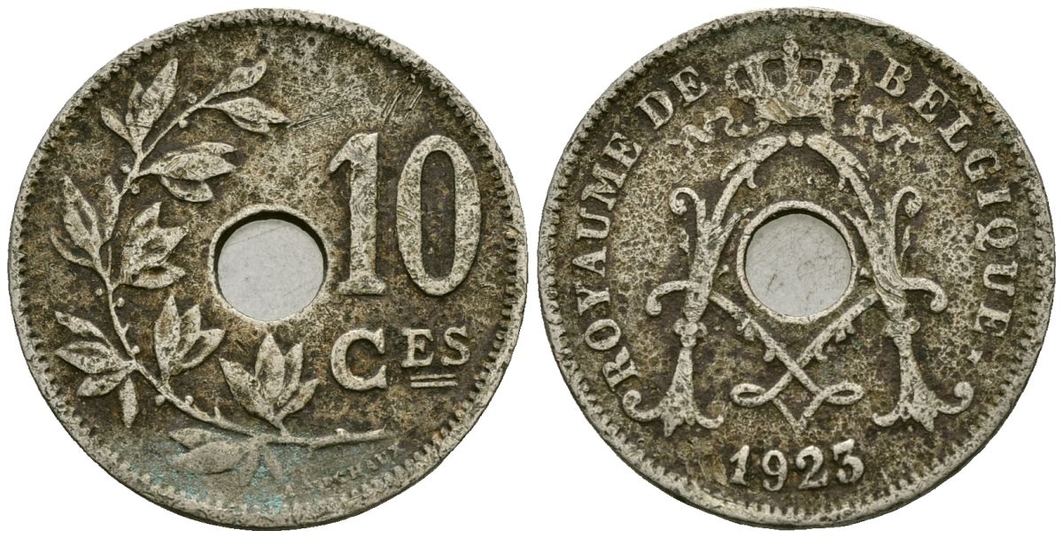 Бельгия 10 сантимов 1923 Belgique KM 85 медно-никель 4172-941