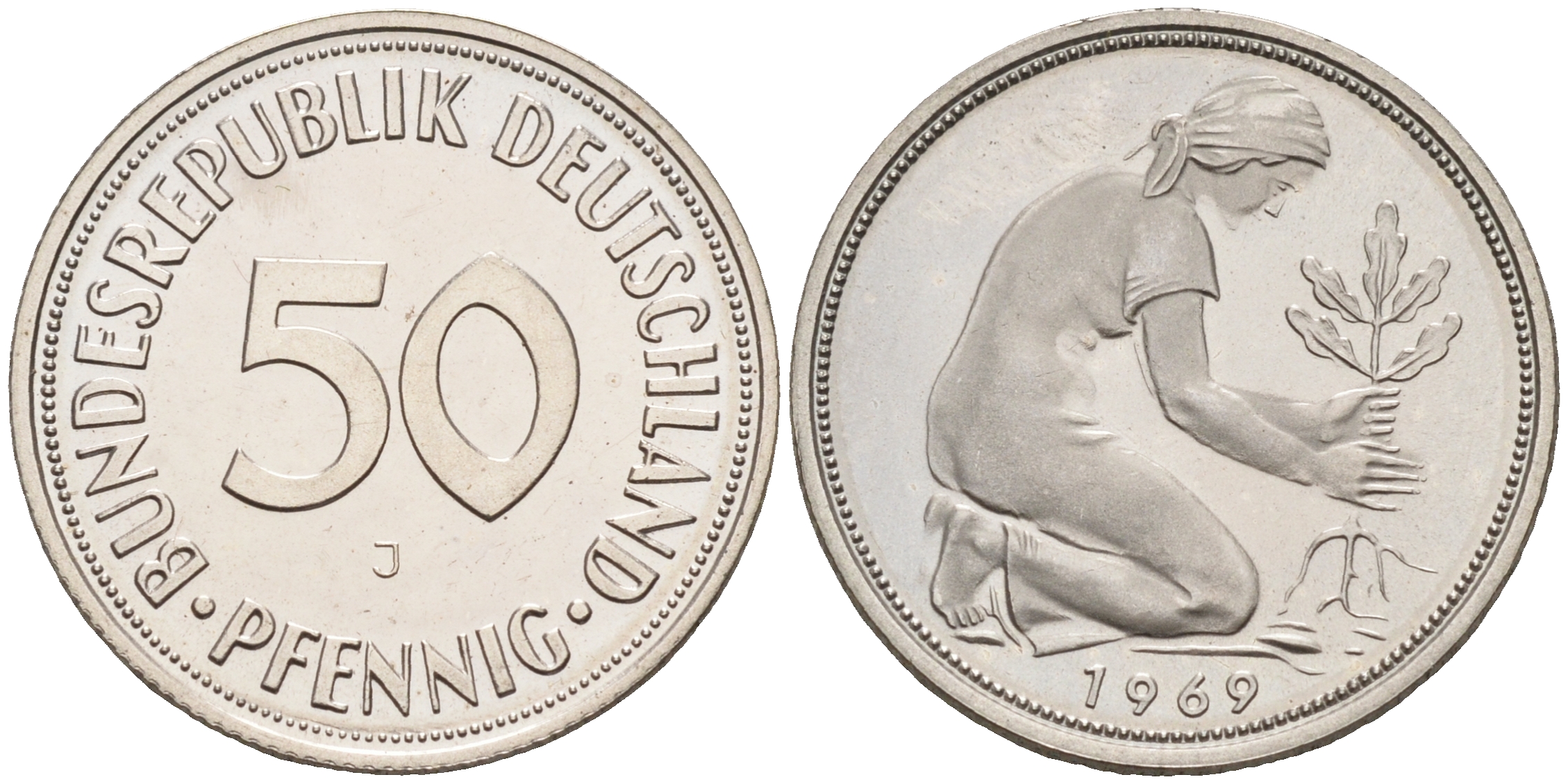 ФРГ 50 пфеннигов 1969 J J 384, KM 109.1 медно-никель  PROOF  1094-4-21