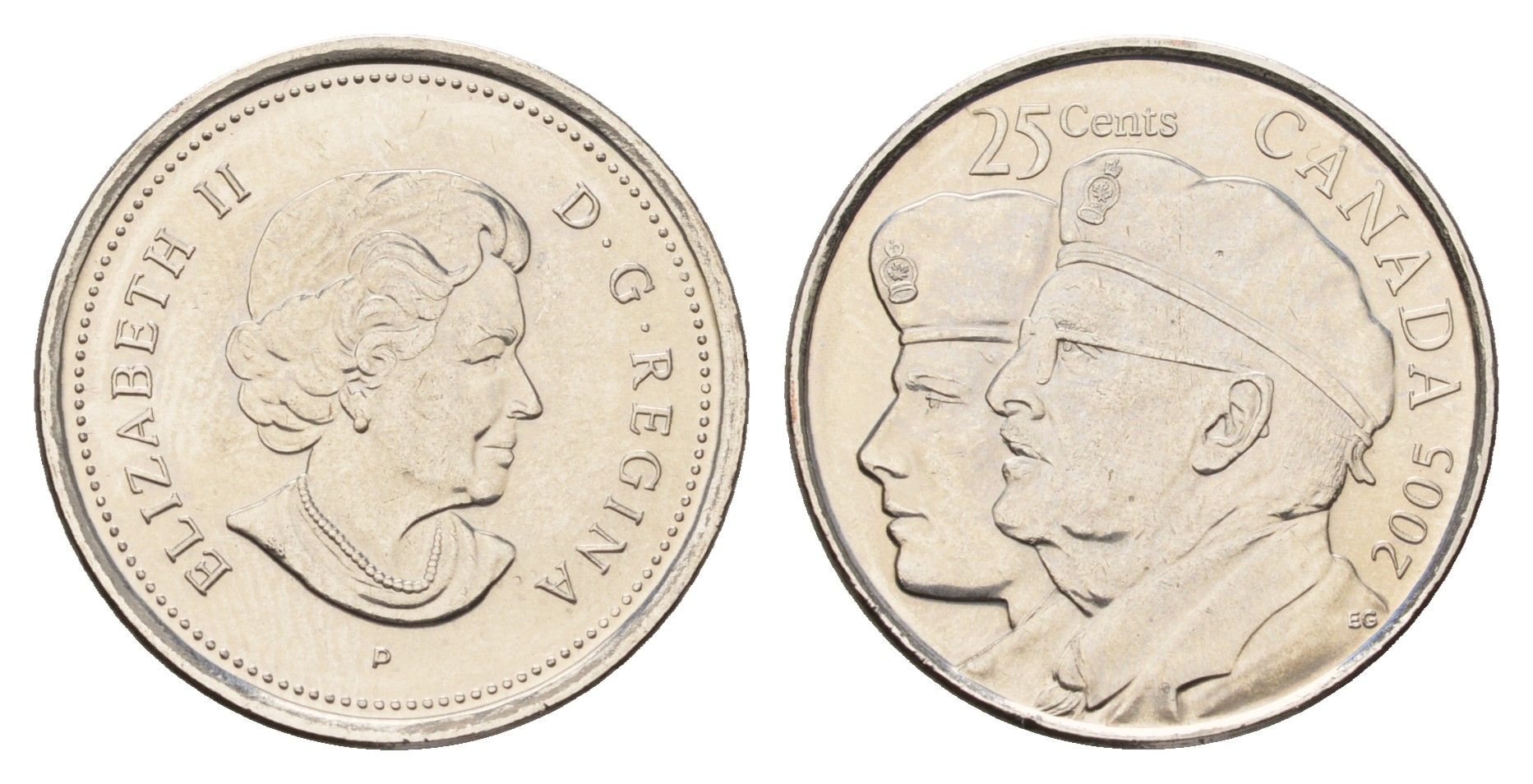 Канада 25 центов 2005 Год Ветеранов KM 535 сталь плакированная никелем UNC 4678-1147