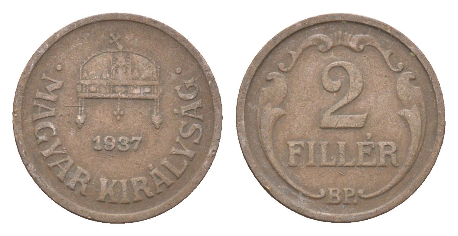 Венгрия 2 филлера 1937 BP KM 506 бронза 4665-455