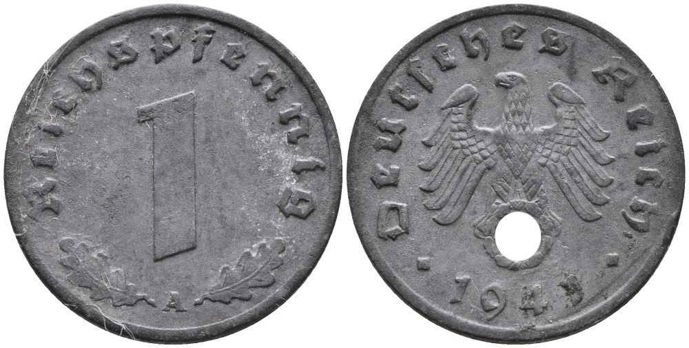 ГЕРМАНИЯ 1 РЕЙХСПФЕННИГ 1941 A KM 97, J.369 цинк 96-661