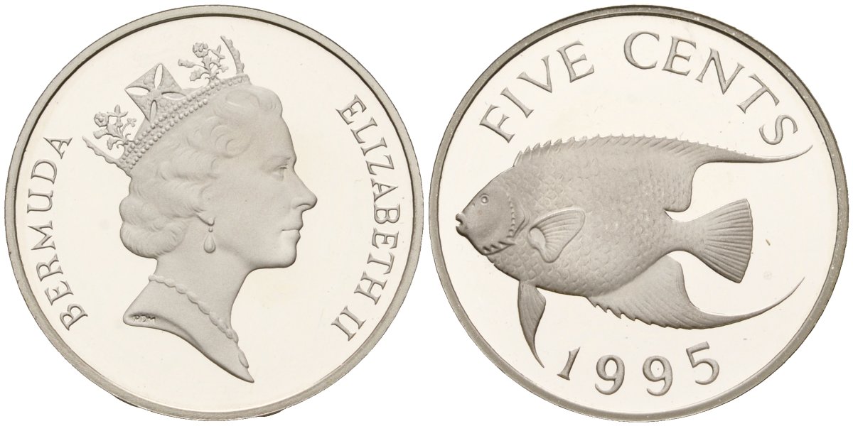 Бермудские острова 5 центов 1995 Елизавета II (1953-) KM 45a серебро PROOF 3711-112