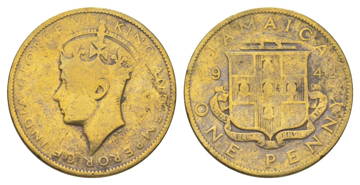 Ямайка 1 пенни 1942 KM 32 никель латунь 4628-514