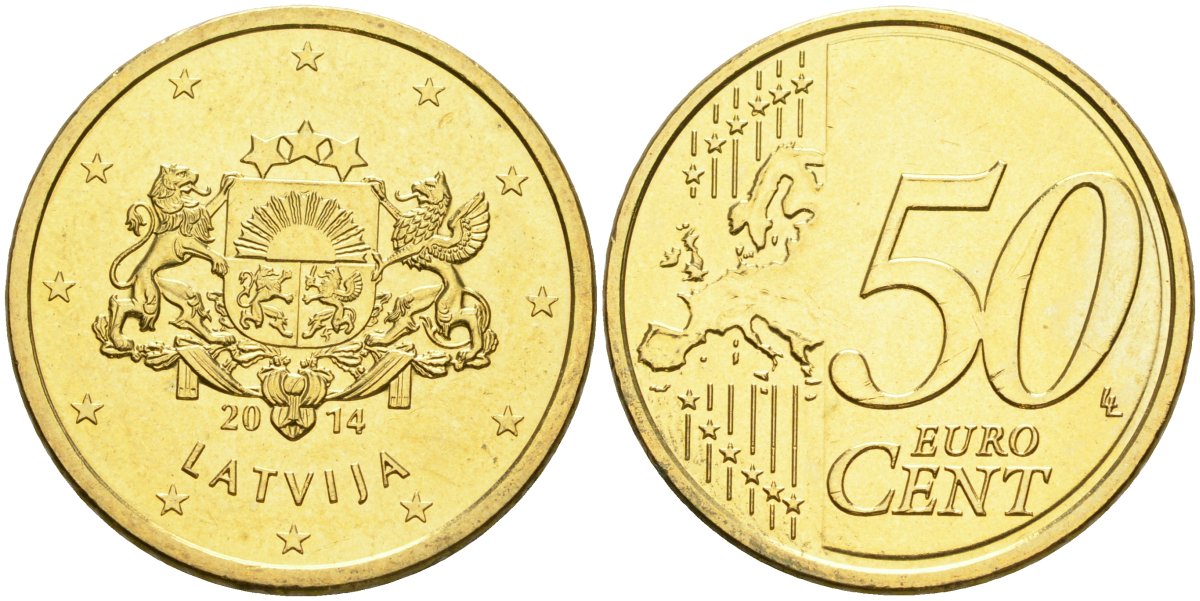 Латвия 50 евроцентов 2014 KM 155 нордик UNC 4364-1511