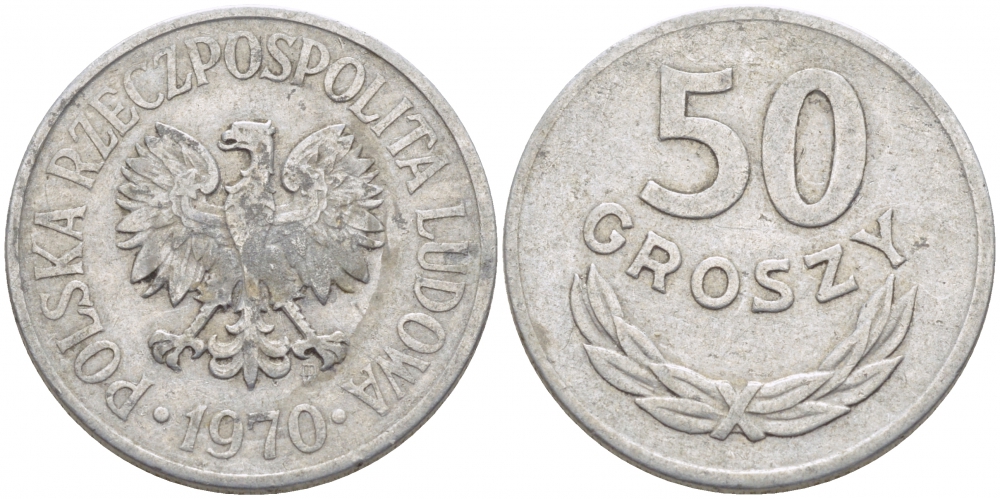 Польша 50 грошей 1970 MW KM 48.1, Parchimowicz 210e алюминий 4448-1231