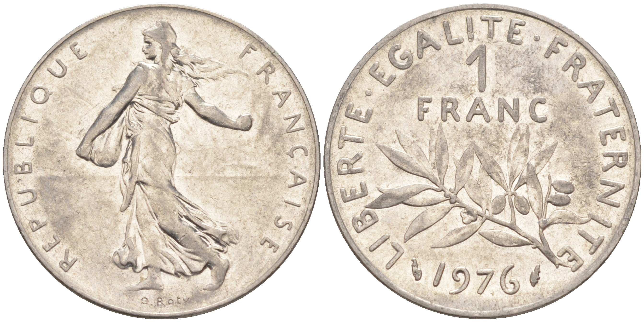 Франция 1 франк 1976 сеятель KM 925.1, Le Franc 226.21 никель 4513-754