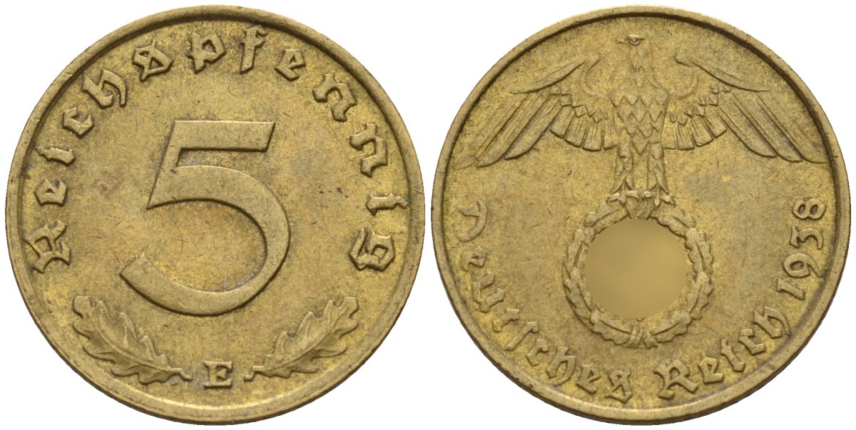 Германия 5 рейхспфеннигов 1938 E KM 91, J. 363 алюминиевая бронза 4151-847