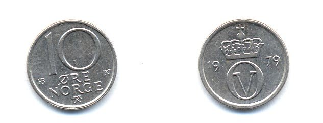 НОРВЕГИЯ 10 ЭРЕ 1979 KM 416 медно-никель 4379-333