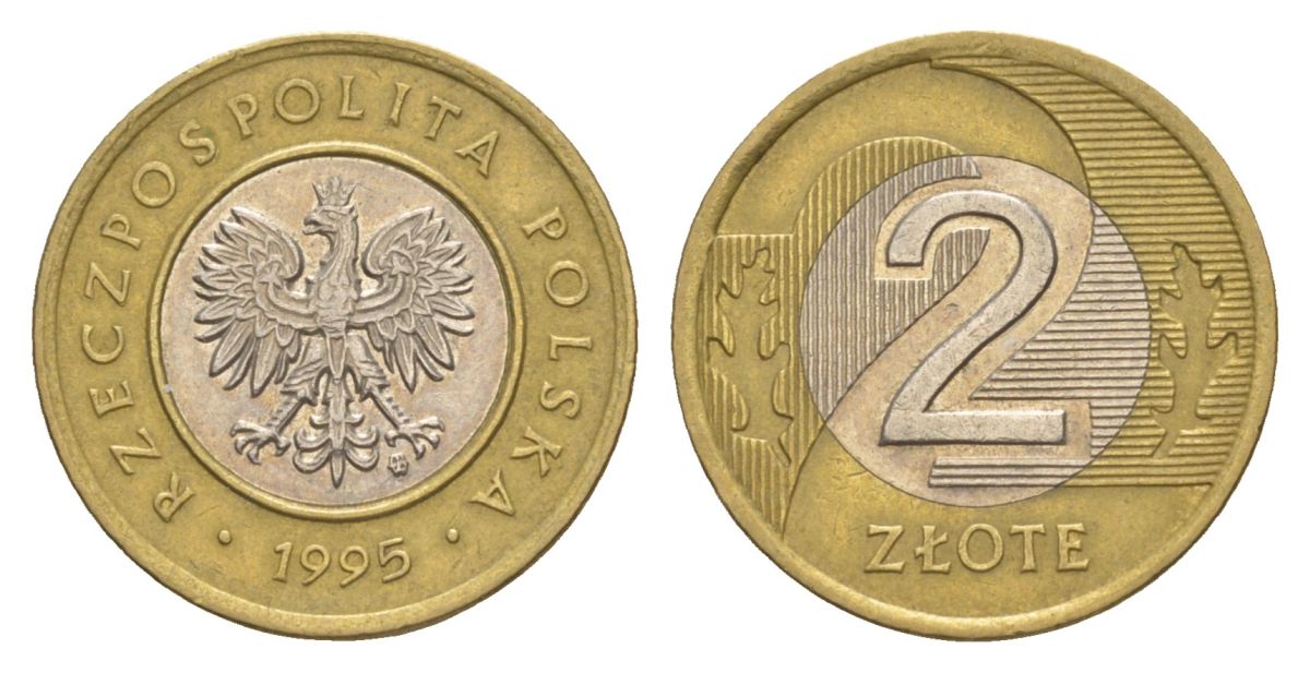 Польша 2 злотых 1995 Y 283 биметалл 4633-114