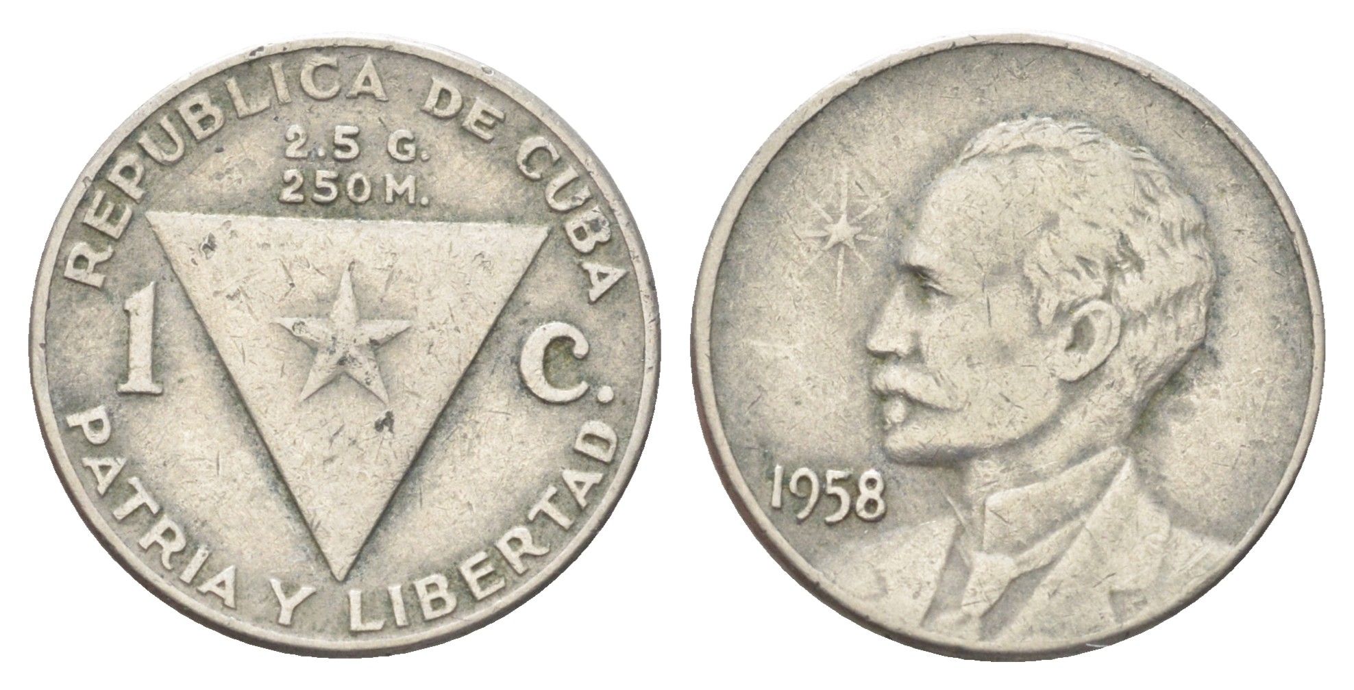 Куба 1 сентаво 1958 Хосе Марти KM 30 медно-никель 4701-1016