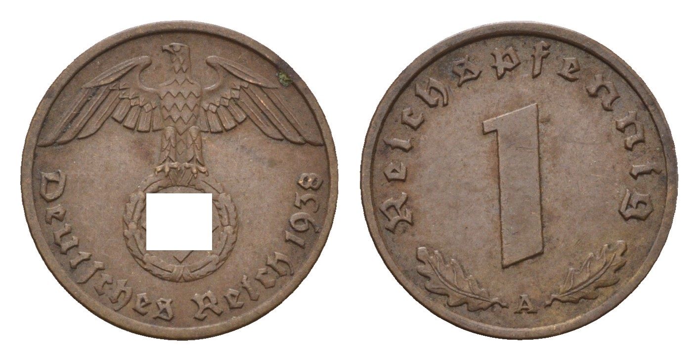 Германия 1 рейхспфенниг 1938 A KM 89, J. 361 бронза 4684-1148